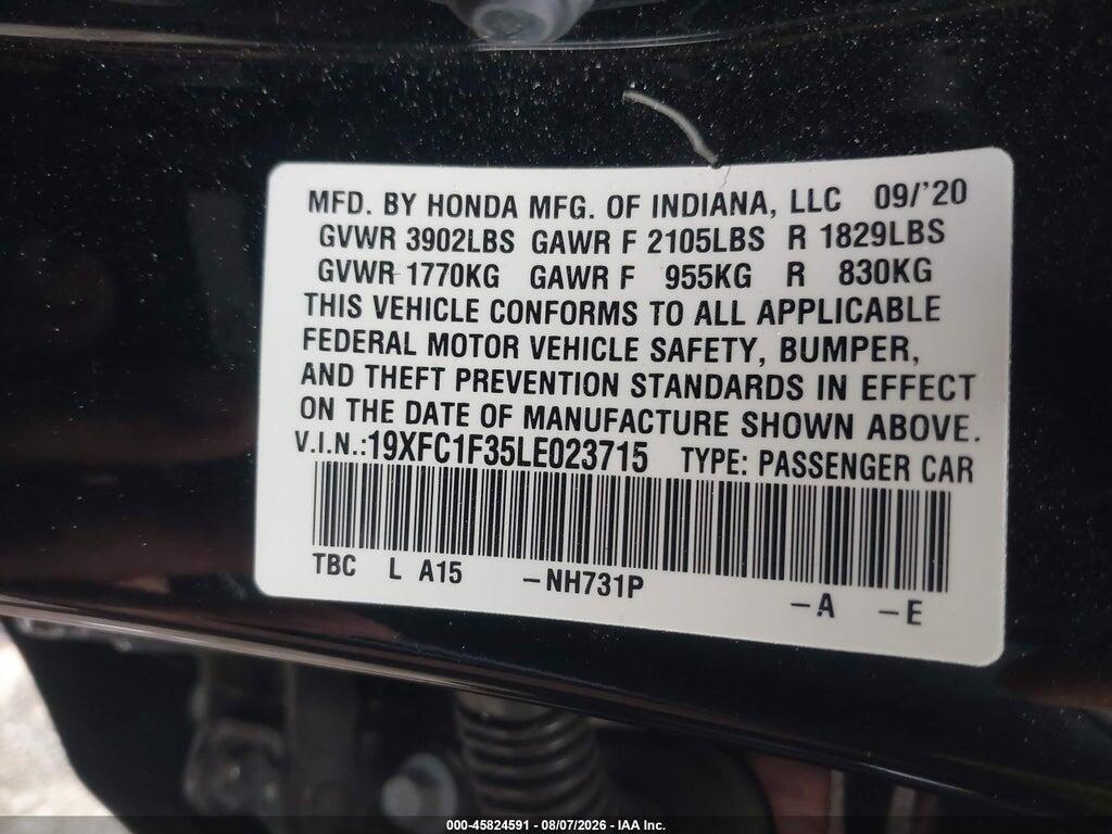 19XFC1F35LE023715 2020 HONDA CIVIC photo no. 9