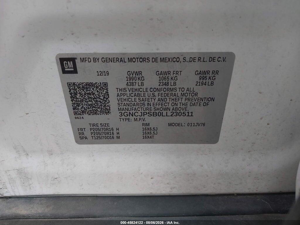 3GNCJPSB0LL230511 2020 CHEVROLET TRAX photo no. 9