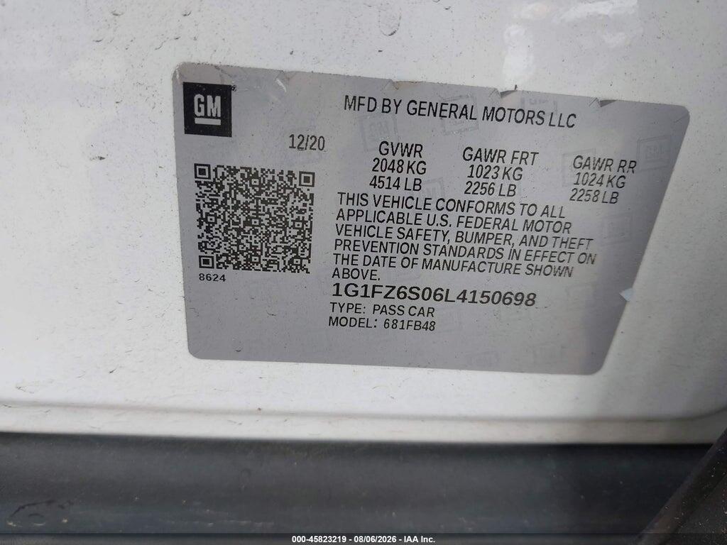 1G1FZ6S06L4150698 2020 CHEVROLET BOLT EV photo no. 9