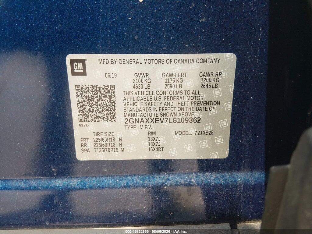 2GNAXXEV7L6109362 2020 CHEVROLET EQUINOX photo no. 9