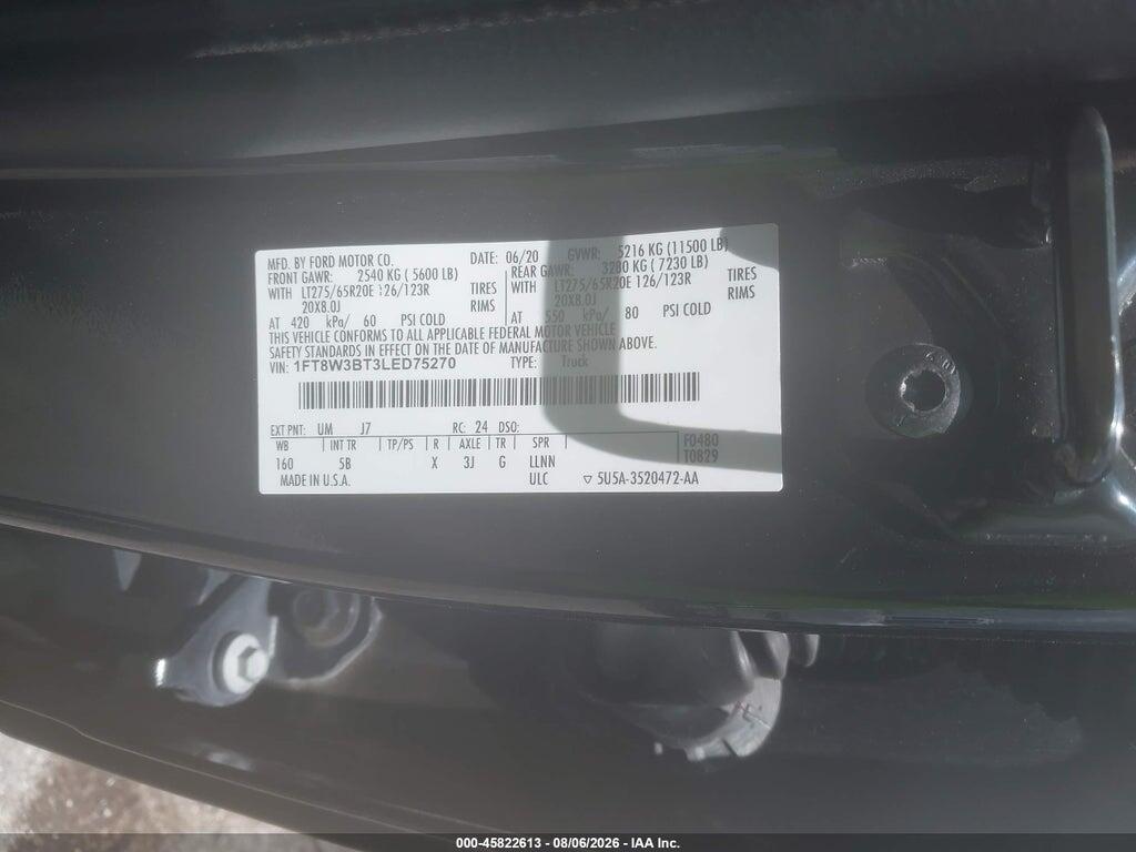 1FT8W3BT3LED75270 2020 FORD F-350 photo no. 9