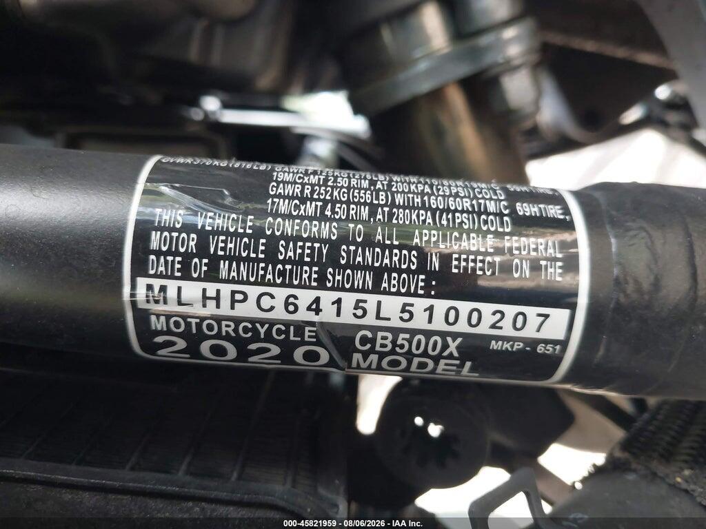 MLHPC6415L5100207 2020 HONDA CB500 photo no. 10
