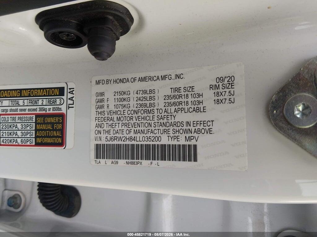 5J6RW2H84LL035200 2020 HONDA CR-V photo no. 9