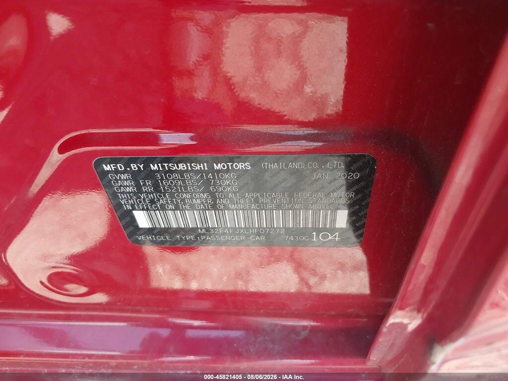 ML32F4FJXLHF07272 2020 MITSUBISHI MIRAGE G4 photo no. 9