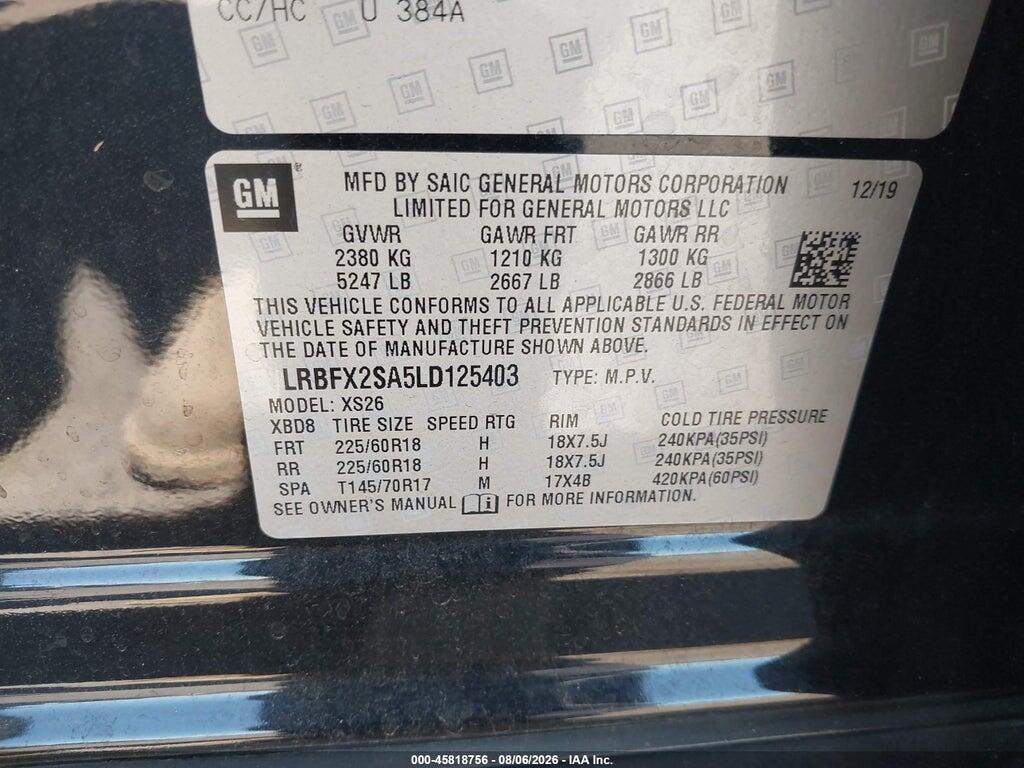 LRBFX2SA5LD125403 2020 BUICK ENVISION photo no. 9