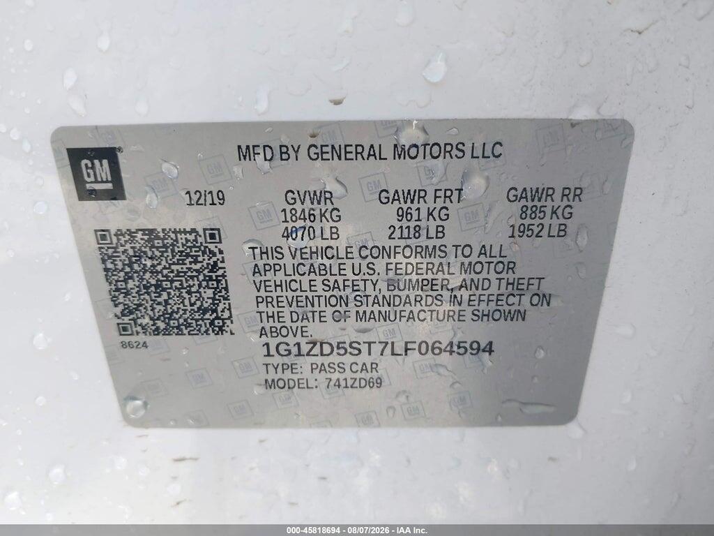 1G1ZD5ST7LF064594 2020 CHEVROLET MALIBU photo no. 9