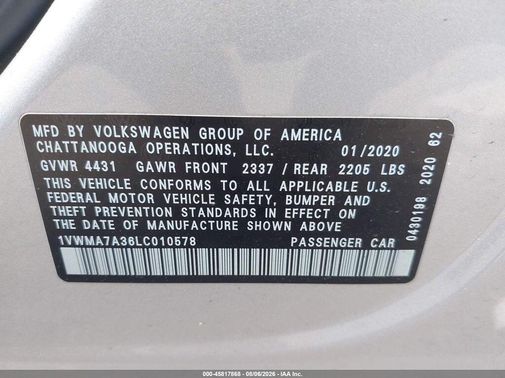 1VWMA7A36LC010578 2020 VOLKSWAGEN PASSAT photo no. 9