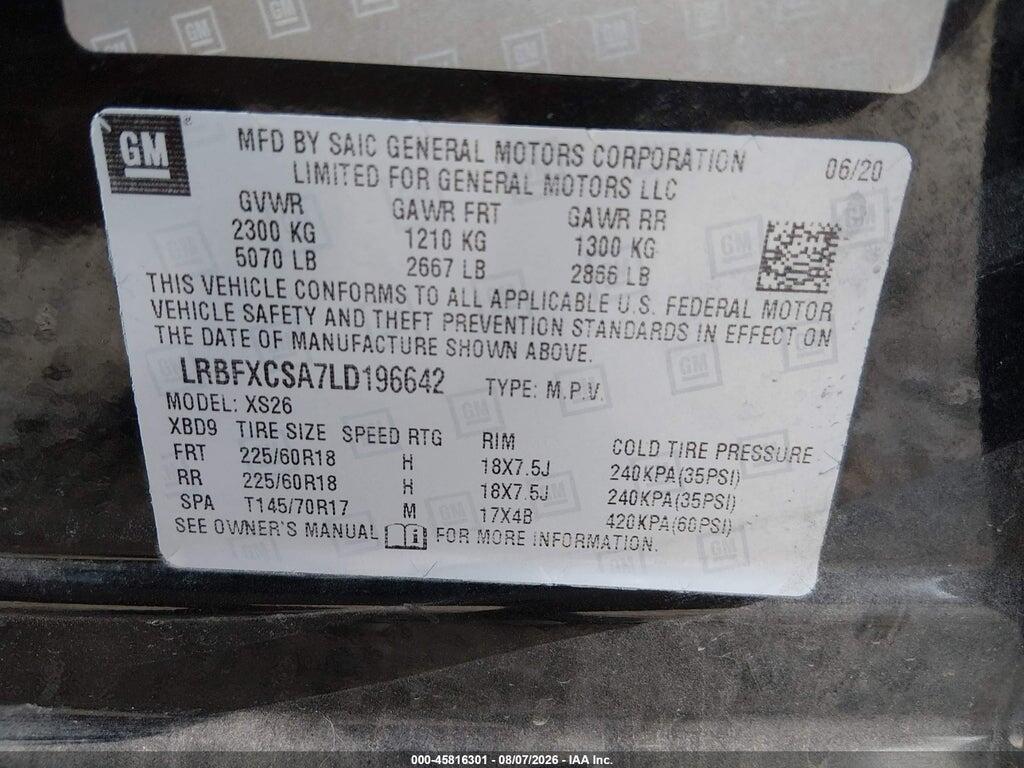 LRBFXCSA7LD196642 2020 BUICK ENVISION photo no. 9