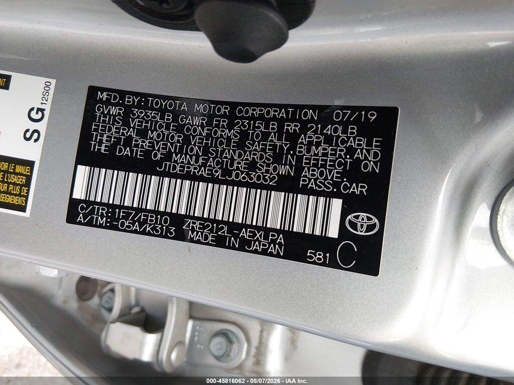 JTDEPRAE9LJ063032 2020 TOYOTA COROLLA photo no. 9