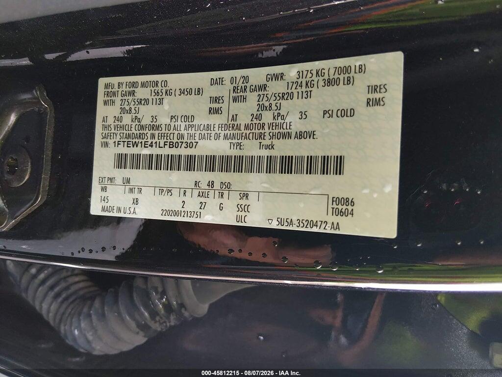 1FTEW1E41LFB07307 2020 FORD F-150 photo no. 9