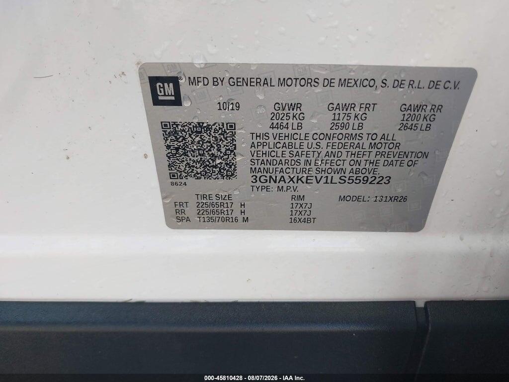 3GNAXKEV1LS559223 2020 CHEVROLET EQUINOX photo no. 9