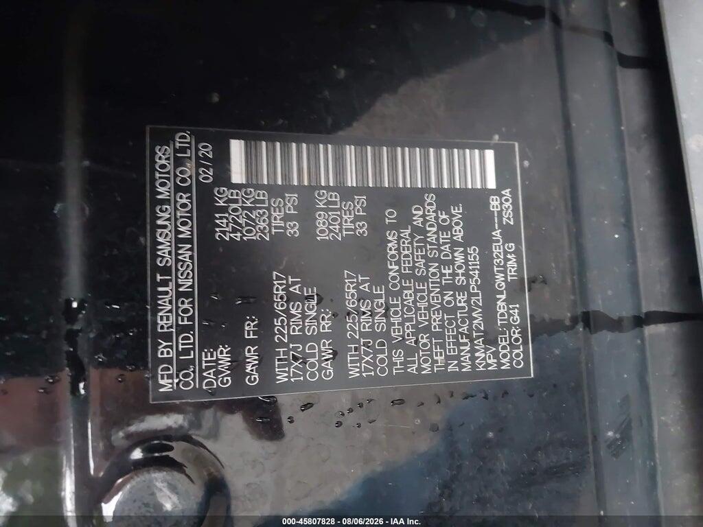 KNMAT2MV2LP541155 2020 NISSAN ROGUE photo no. 9