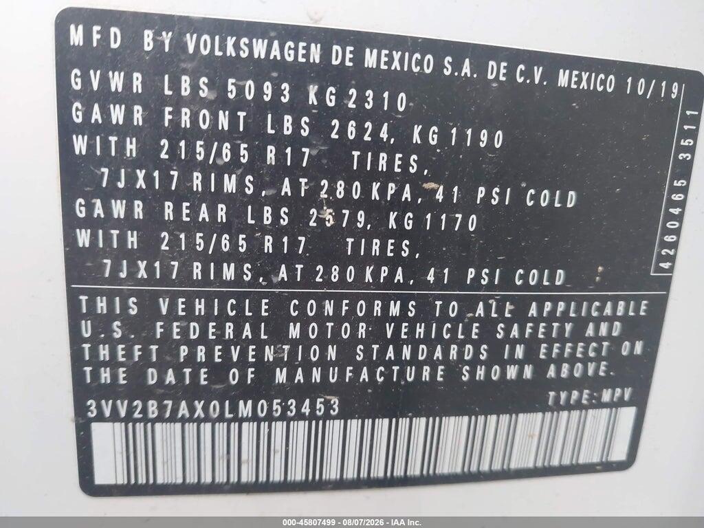 3VV2B7AX0LM053453 2020 VOLKSWAGEN TIGUAN photo no. 9