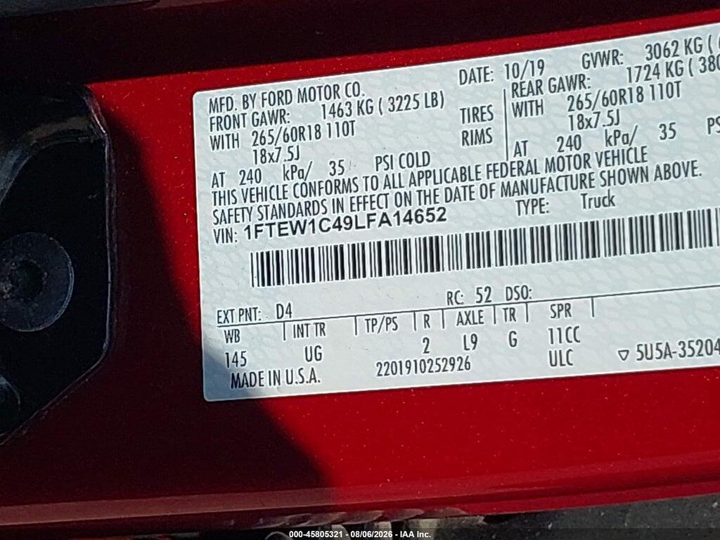 1FTEW1C49LFA14652 2020 FORD F-150 photo no. 9