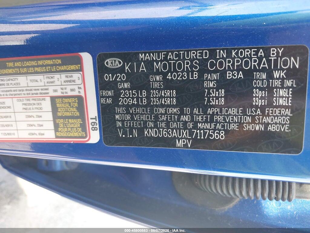 KNDJ63AUXL7117568 2020 KIA SOUL photo no. 9