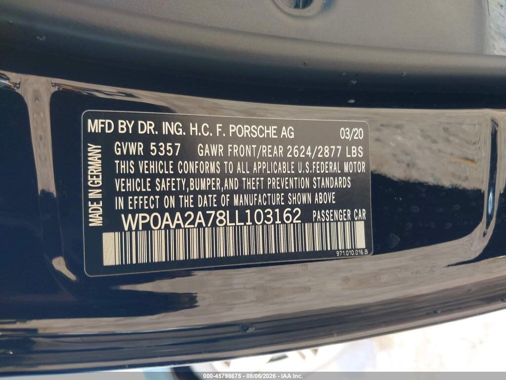 WP0AA2A78LL103162 2020 PORSCHE PANAMERA photo no. 9