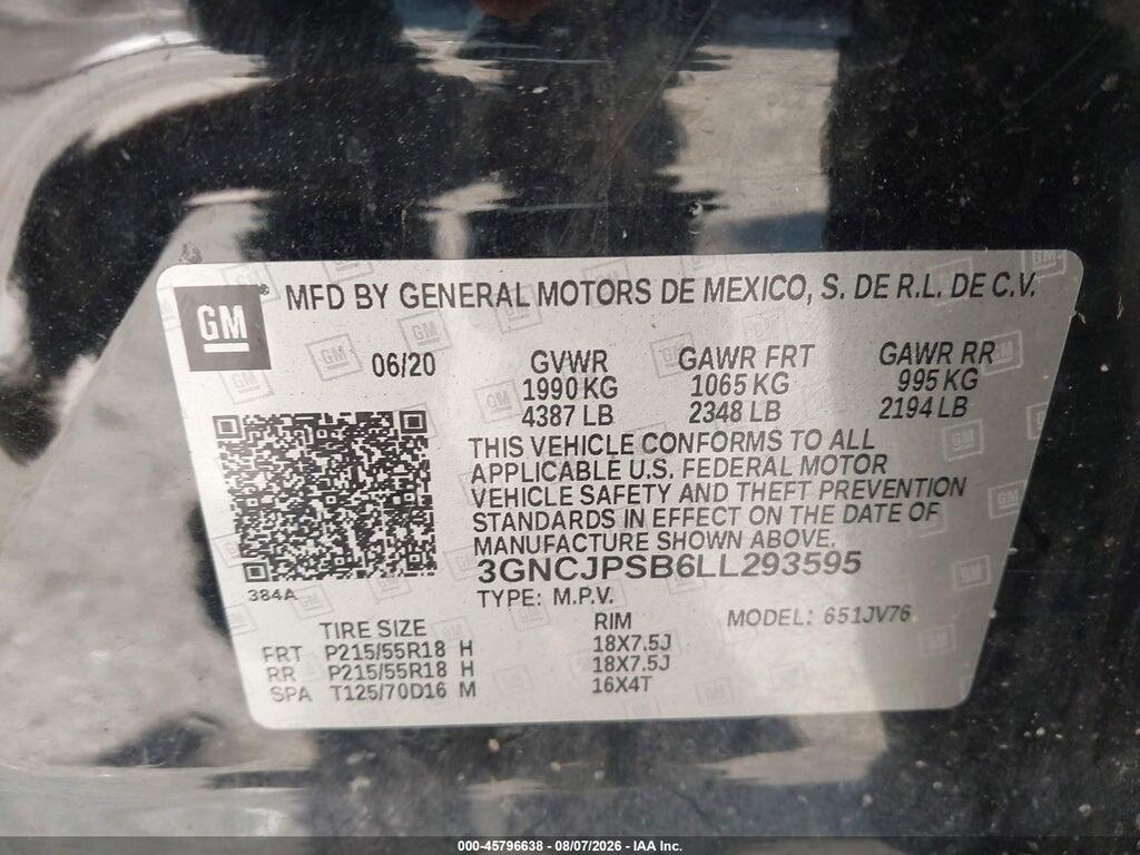 3GNCJPSB6LL293595 2020 CHEVROLET TRAX photo no. 9