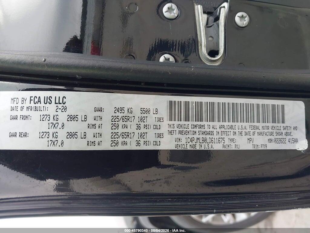 1C4PJMLB0LD611675 2020 JEEP CHEROKEE photo no. 9