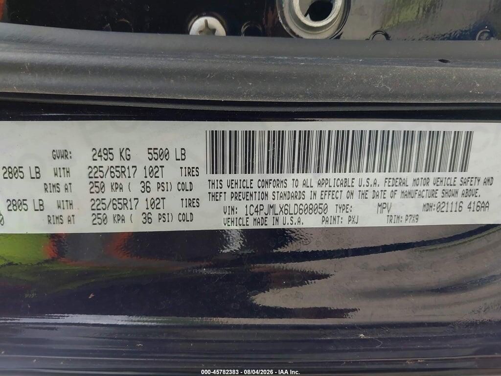 1C4PJMLX6LD608050 2020 JEEP CHEROKEE photo no. 9