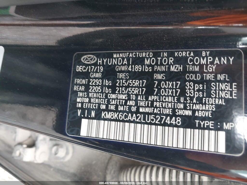 KM8K6CAA2LU527448 2020 HYUNDAI KONA photo no. 9