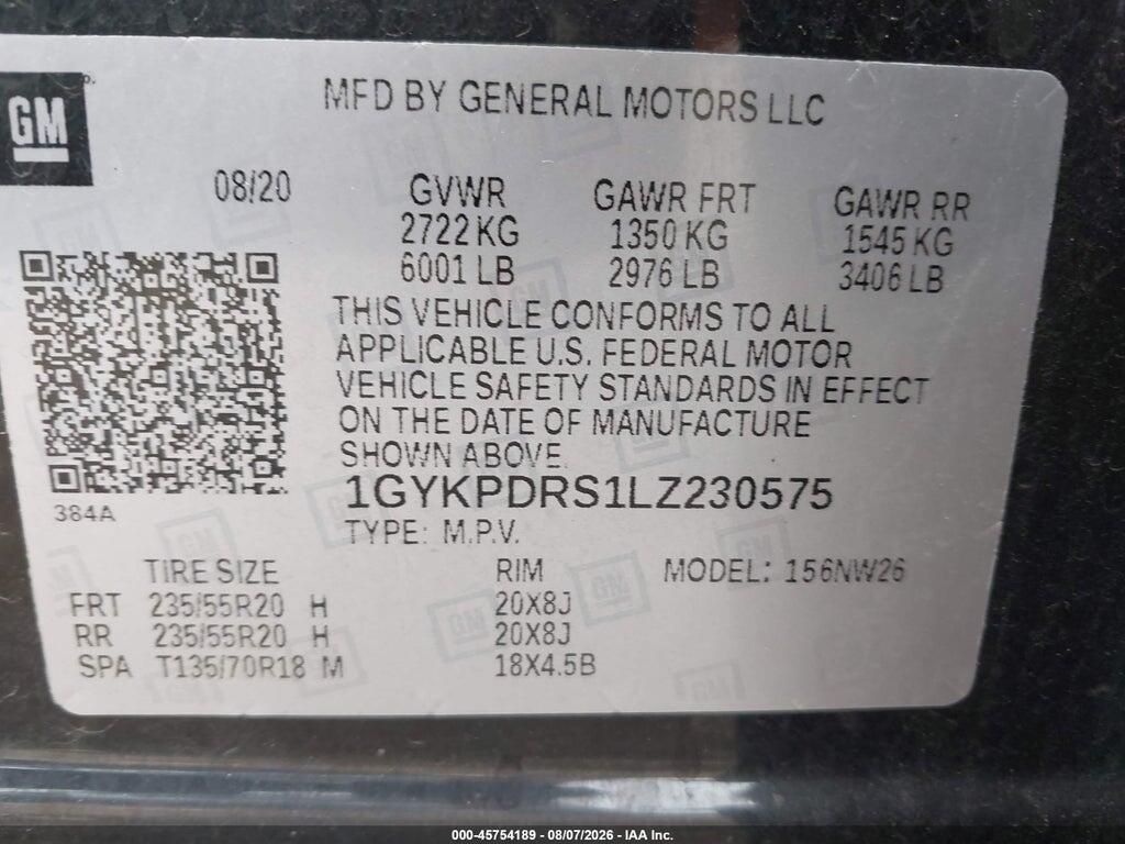 1GYKPDRS1LZ230575 2020 CADILLAC XT6 photo no. 9
