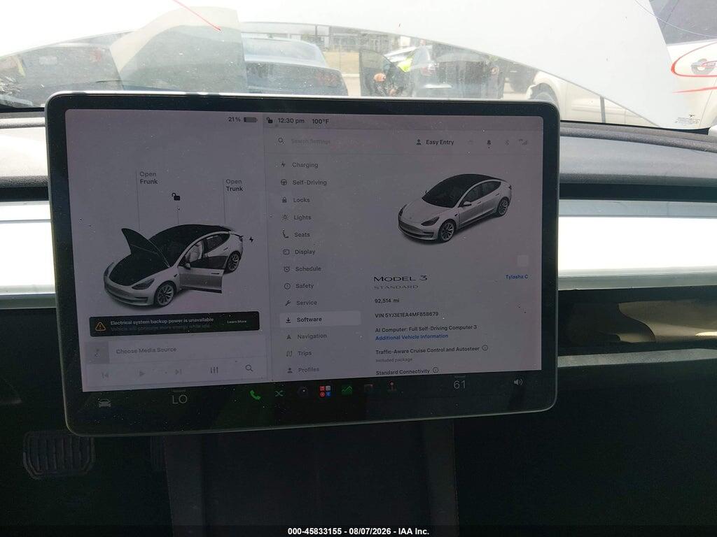 5YJ3E1EA4MF858679 2021 TESLA MODEL 3 photo no. 7
