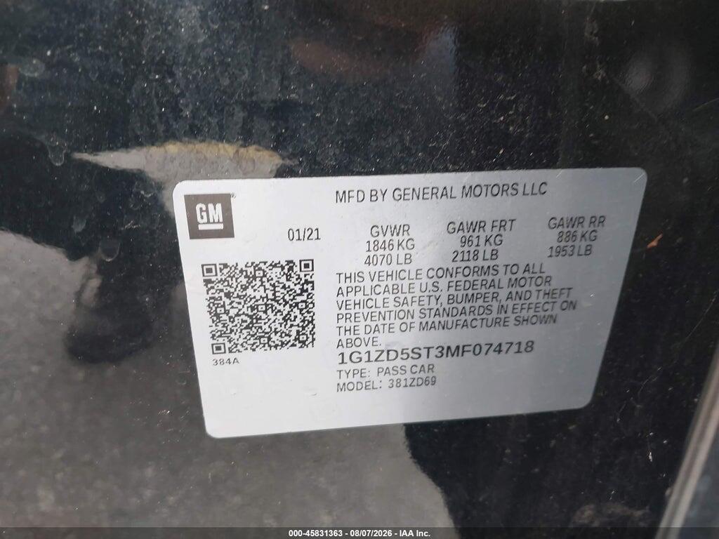 1G1ZD5ST3MF074718 2021 CHEVROLET MALIBU photo no. 9