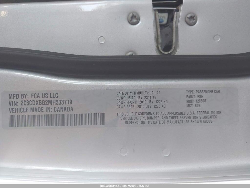 2C3CDXBG2MH533719 2021 DODGE CHARGER photo no. 9