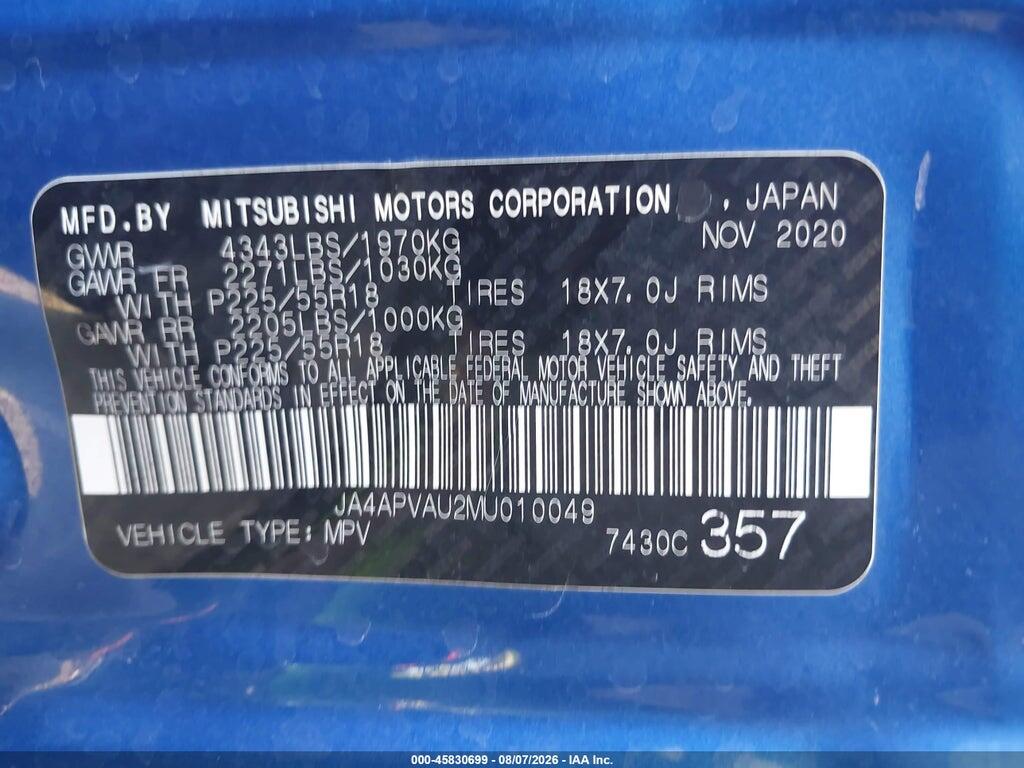 JA4APVAU2MU010049 2021 MITSUBISHI OUTLANDER SPORT photo no. 9