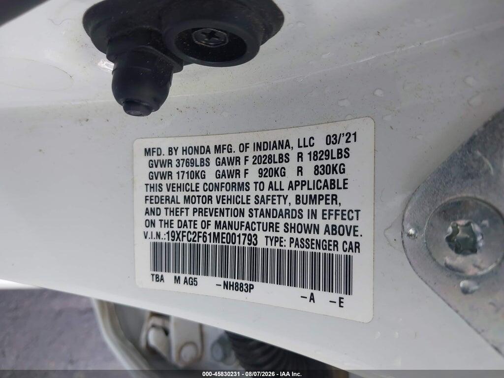 19XFC2F61ME001793 2021 HONDA CIVIC photo no. 9