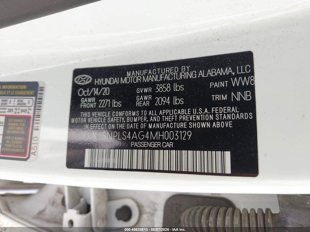 5NPLS4AG4MH003129 2021 HYUNDAI ELANTRA photo no. 9