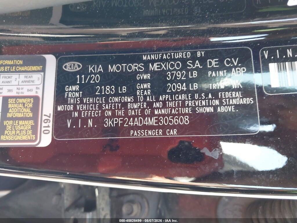 3KPF24AD4ME305608 2021 KIA FORTE photo no. 9