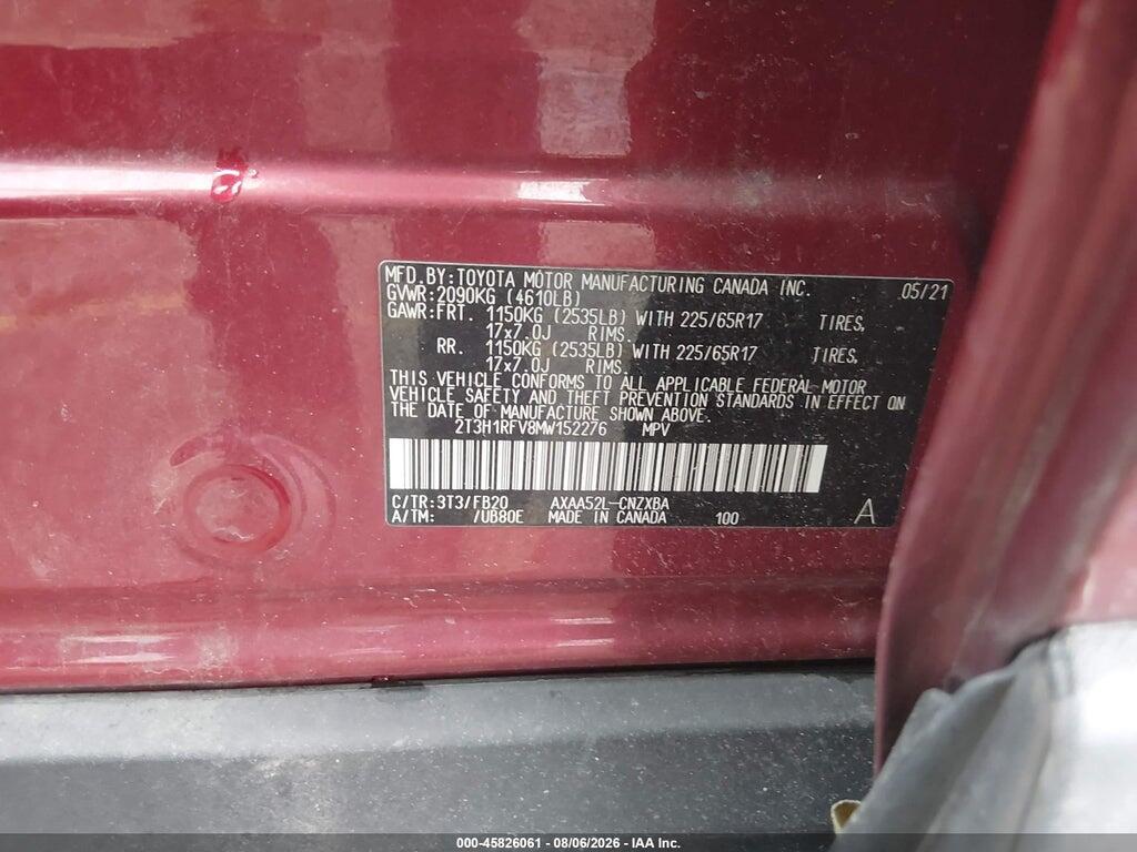 2T3H1RFV8MW152276 2021 TOYOTA RAV4 photo no. 9