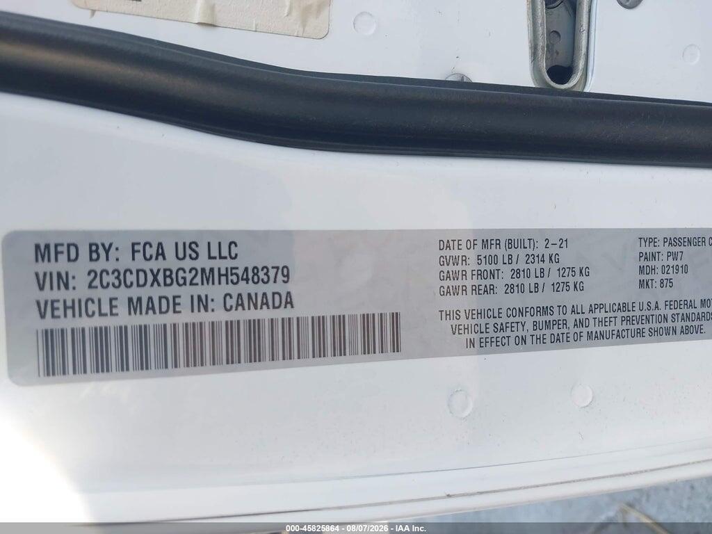 2C3CDXBG2MH548379 2021 DODGE CHARGER photo no. 9