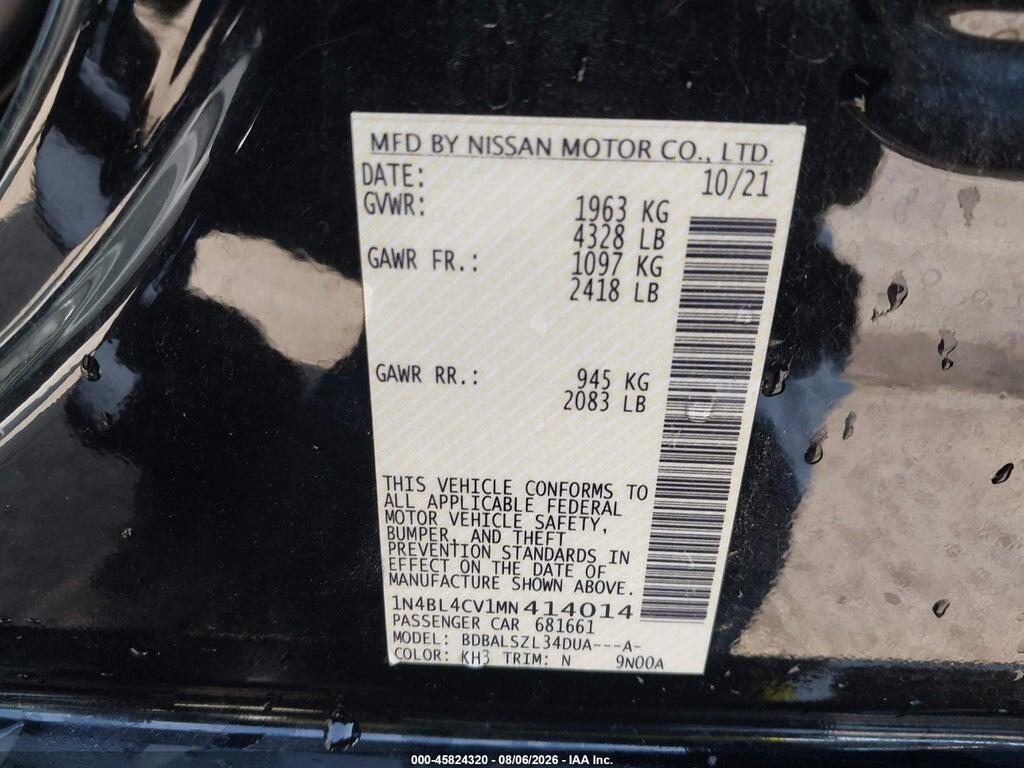 1N4BL4CV1MN414014 2021 NISSAN ALTIMA photo no. 9