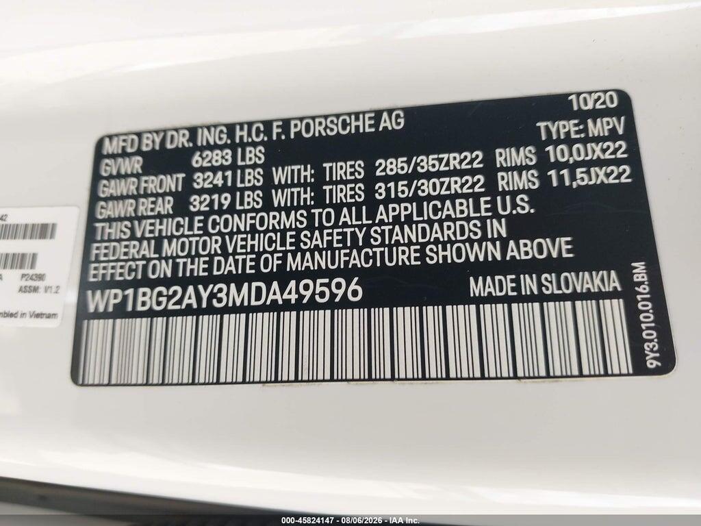 WP1BG2AY3MDA49596 2021 PORSCHE CAYENNE COUPE photo no. 9