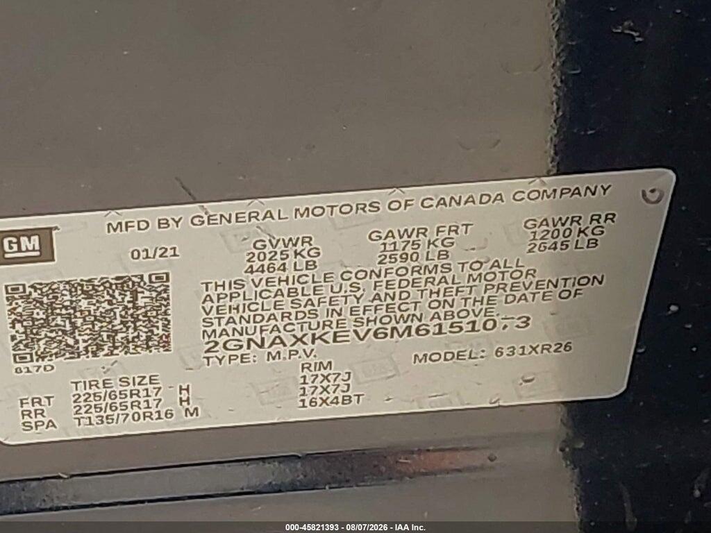 2GNAXKEV6M6151073 2021 CHEVROLET EQUINOX photo no. 9