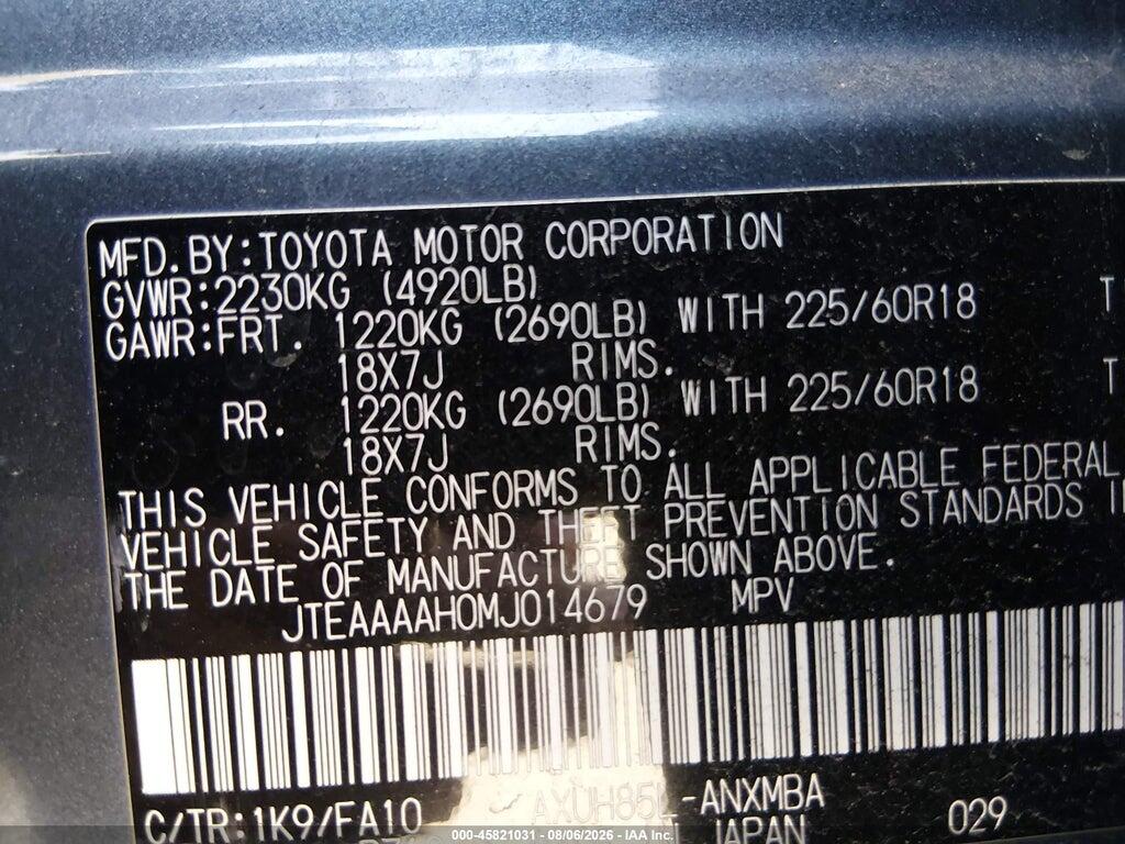 JTEAAAAH0MJ014679 2021 TOYOTA VENZA photo no. 9