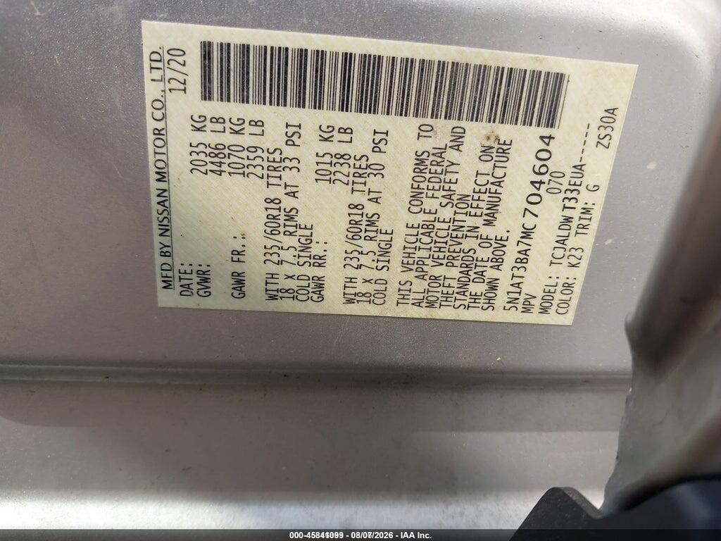 5N1AT3BA7MC704604 2021 NISSAN ROGUE photo no. 9