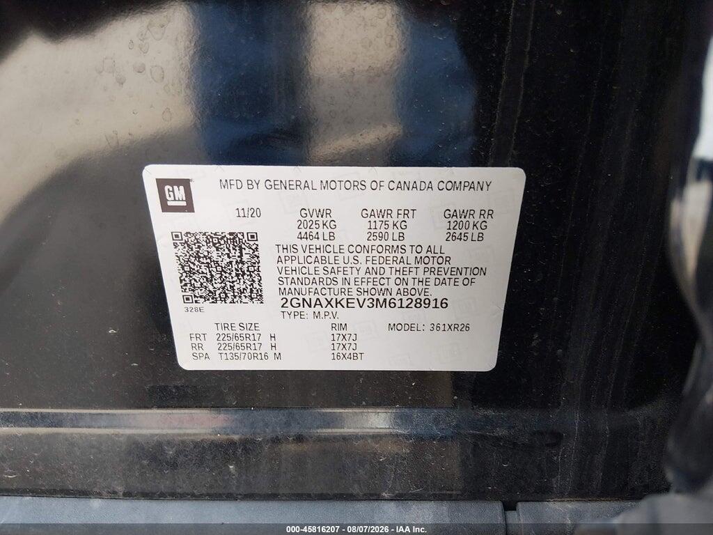 2GNAXKEV3M6128916 2021 CHEVROLET EQUINOX photo no. 9