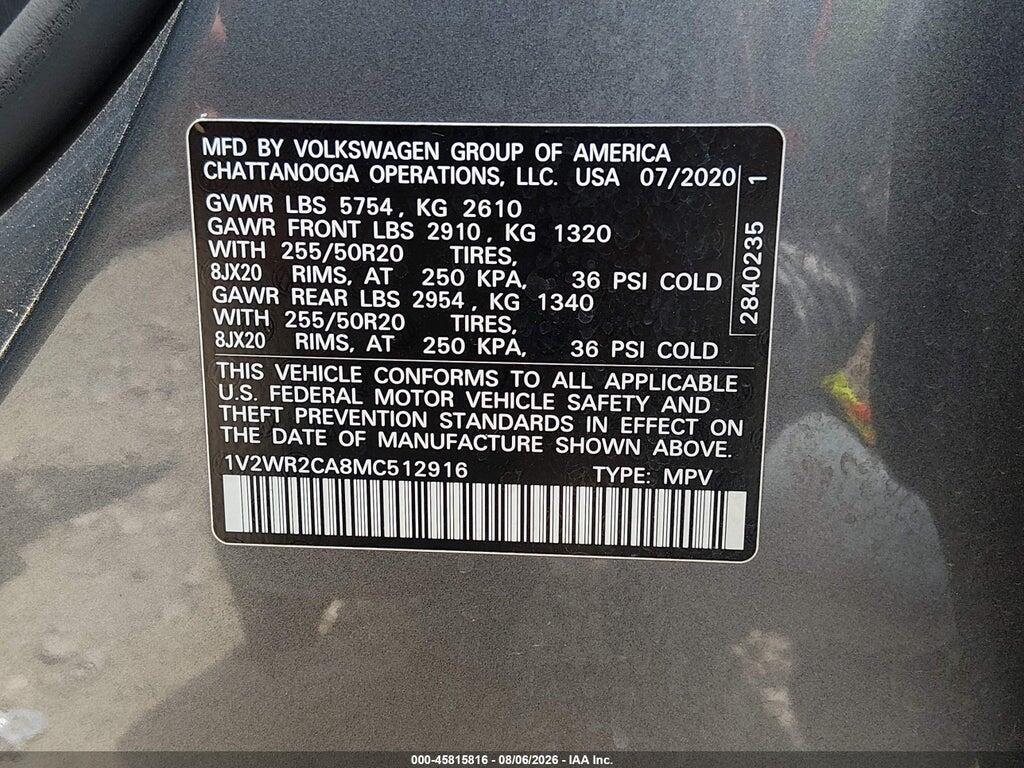 1V2WR2CA8MC512916 2021 VOLKSWAGEN ATLAS photo no. 9