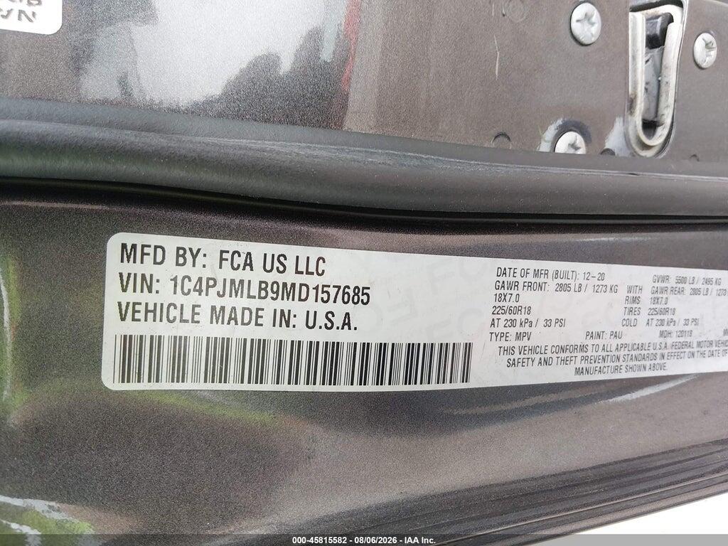 1C4PJMLB9MD157685 2021 JEEP CHEROKEE photo no. 9