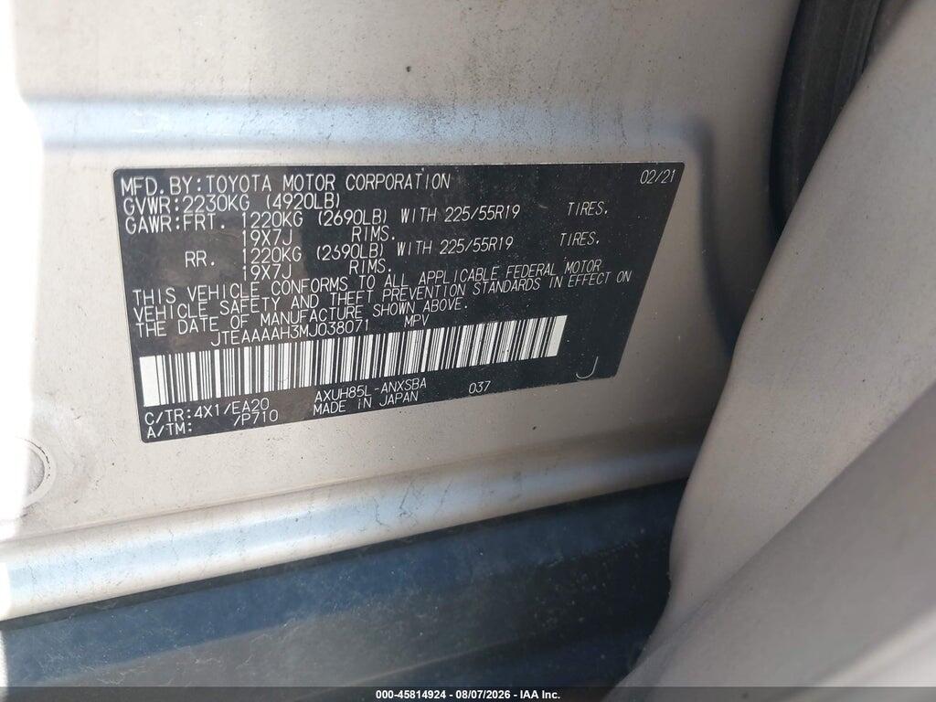 JTEAAAAH3MJ038071 2021 TOYOTA VENZA photo no. 9