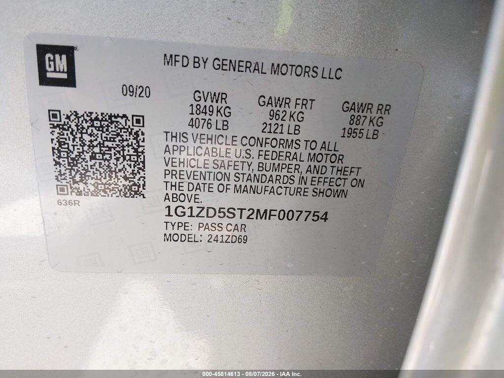 1G1ZD5ST2MF007754 2021 CHEVROLET MALIBU photo no. 9