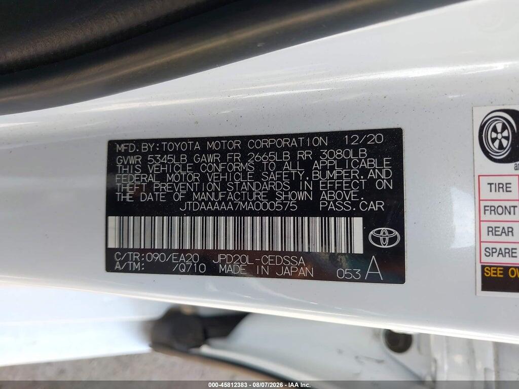 JTDAAAAA7MA000575 2021 TOYOTA MIRAI photo no. 9