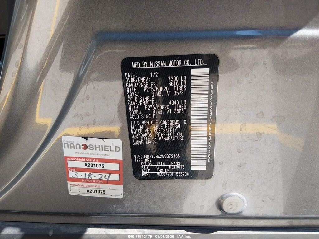 JN8AY2BAXM9372465 2021 NISSAN ARMADA photo no. 9