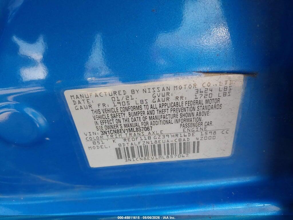 3N1CN8EV1ML857067 2021 NISSAN VERSA photo no. 9