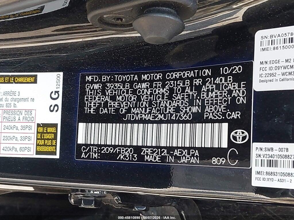 JTDVPMAE2MJ147360 2021 TOYOTA COROLLA photo no. 9
