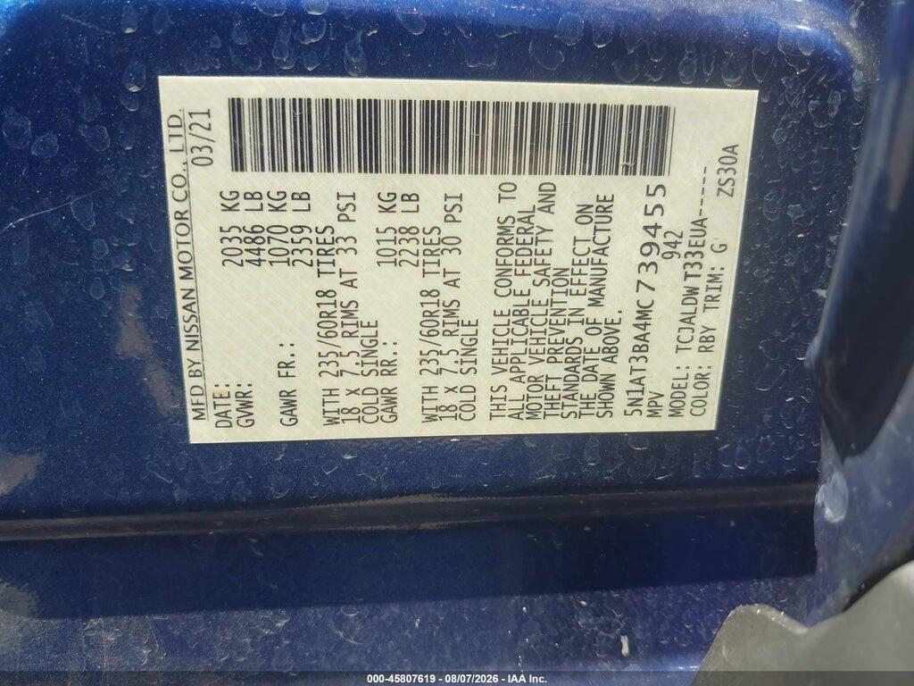 5N1AT3BA4MC739455 2021 NISSAN ROGUE photo no. 9
