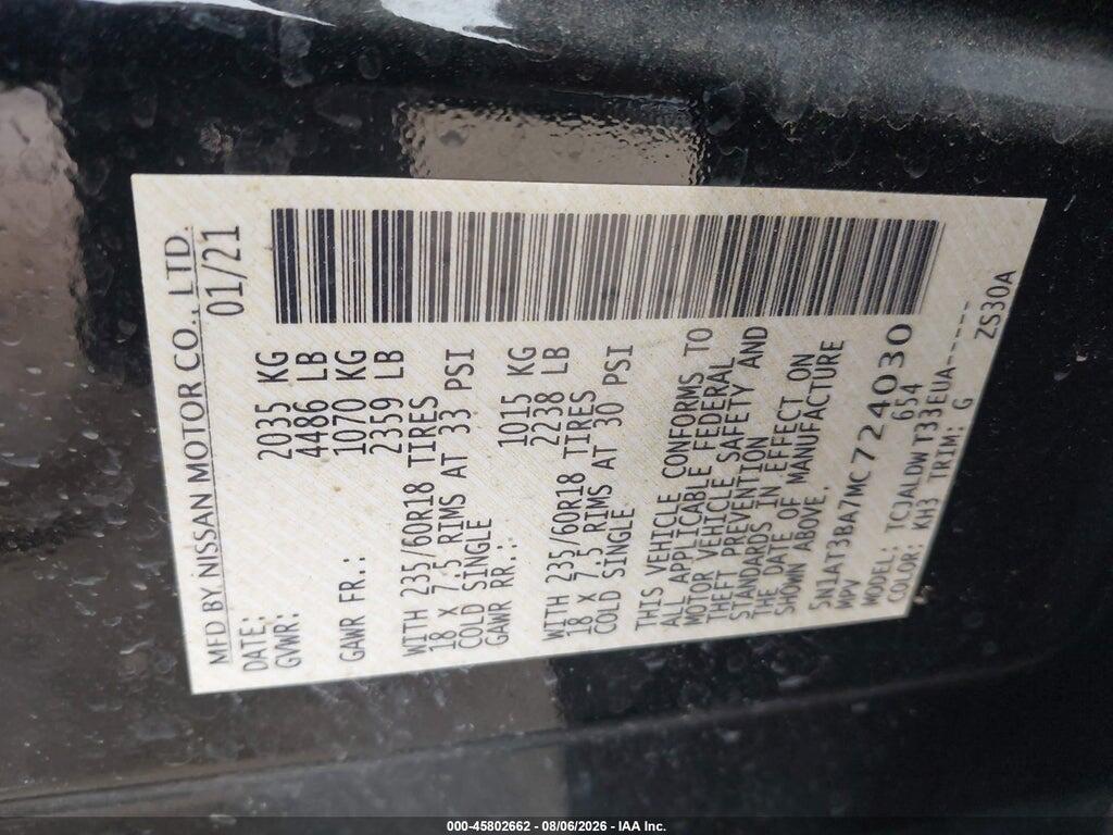 5N1AT3BA7MC724030 2021 NISSAN ROGUE photo no. 9